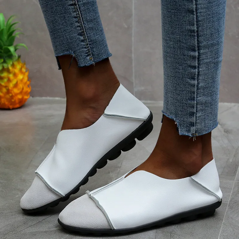 

2021 Spring And Autumn New Soft Sole Shallow Mouth Peas Shoes One-Foot Lazy Large Size Women's Casual Single Shoes Flat Shoes