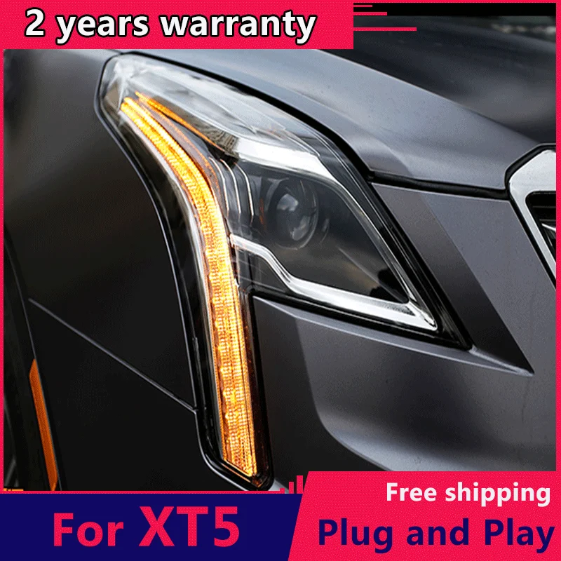 

Светодиодный ная фара для фар Cadillac XT5, 2016, 2017, 2018, Cadillac XT5 светодиодный LED, H7, hid Q5, биксеноновые линзы, противотуманная фара ближнего света, Свет...