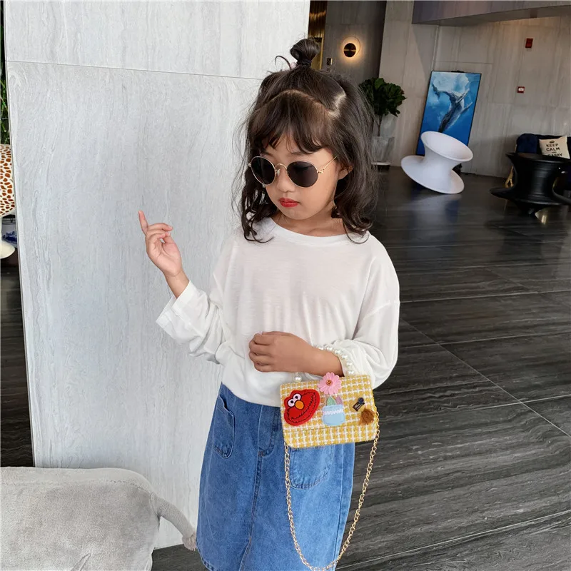 Модные милые детские мини-сумки через плечо шерстяные клетчатые маленькие сумки