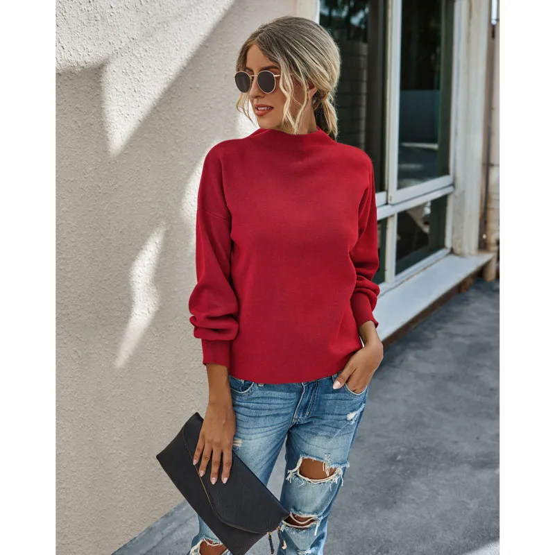 

2020 autumn and winter fashion all-match solid color Turtleneck knitted pullover women's sweater Fashion simple wn*