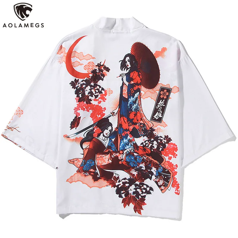 

Aolamegs Men Kimonos Japanese Cardigan Cosplay Shirt Blouse For Woman Female Summer Beach Yukata Kimono Women Robe Anime Clothes