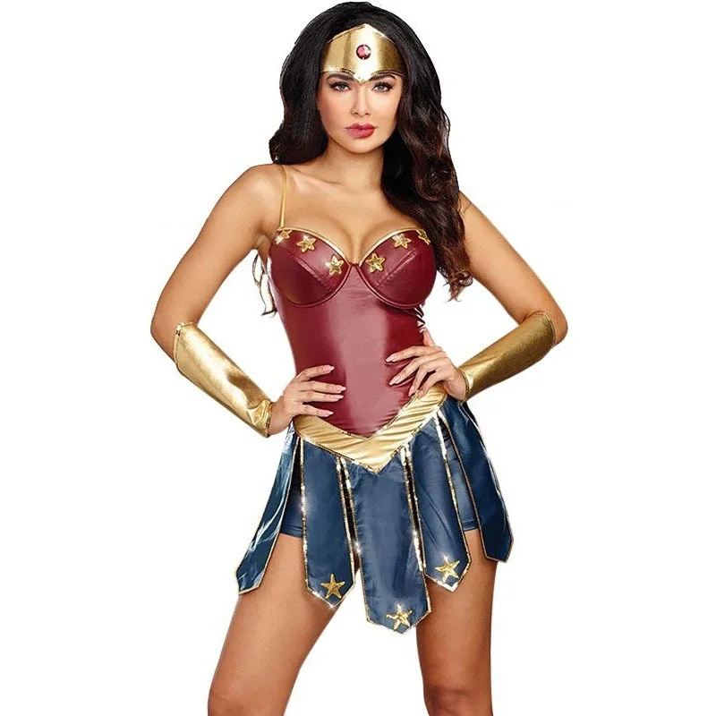 

3pcs Halloween Sexy Women Dress Up Dress Cosplay Superhero Woman Cosplay Costume Adult Costume Halloween Costumes
