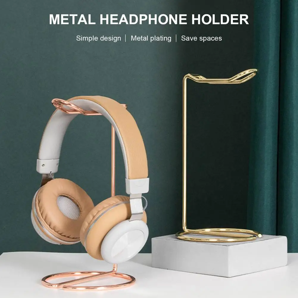 

Desktop Vertical Headphone Stand Metal Plating Earphone Display Holder Hook Desktop Mount Headset Exhibition Bracket Organizer