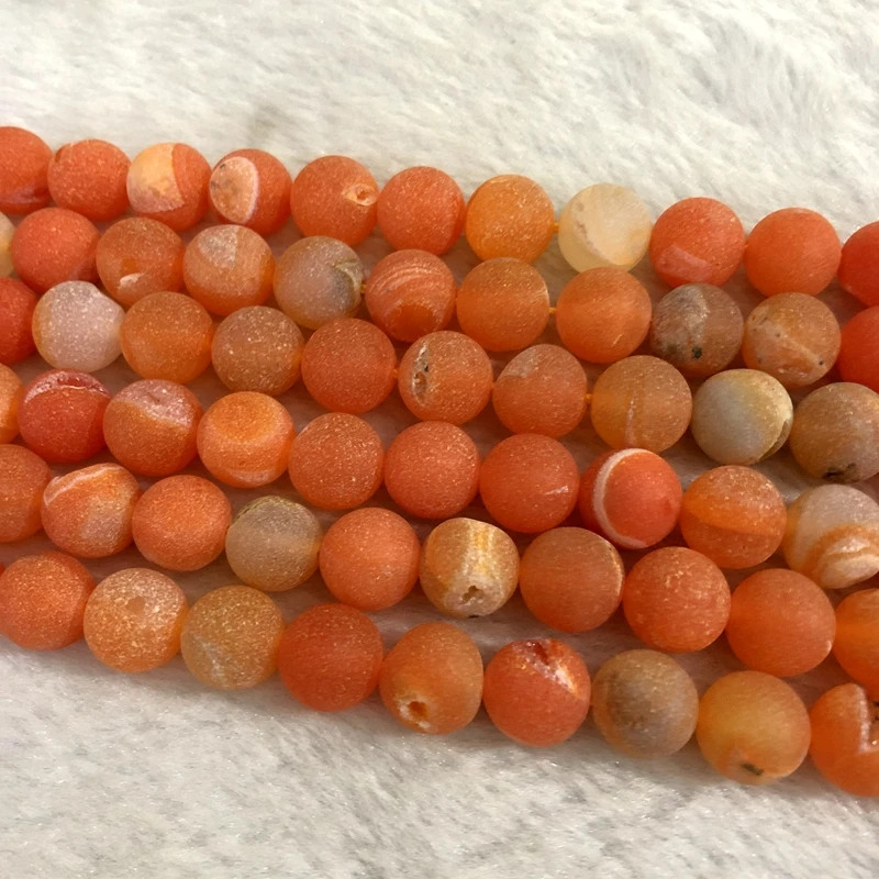 Natural Orange Geode Agate Beads 10mm Round Gem stone Loose For Jewelry Making 1of 15.5&quot string | Украшения и аксессуары