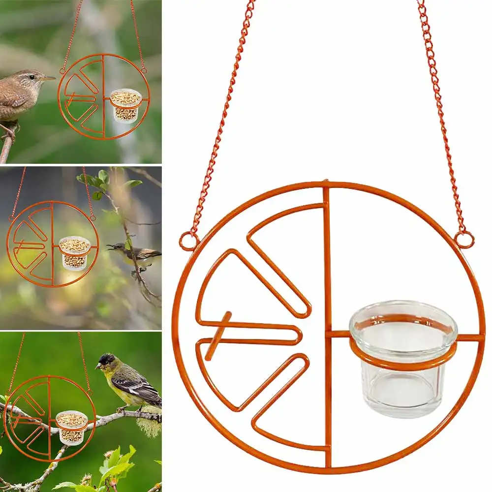 

Metal Bird Feeder Food Storage Feed Station Hanging Bird Water Food Drinker Animals Product Supplies Garden Decorative