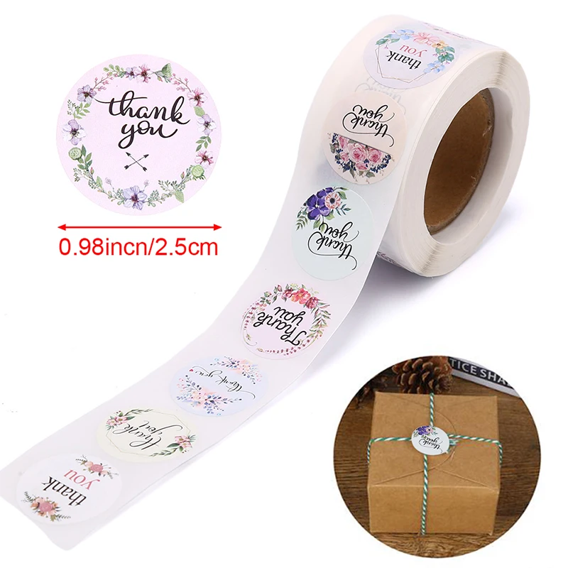 

500pcs/roll Thank You Stickers Seal Labels Scrapbook Handmade Sticker Circle Stationery Food Hand Made Deco For Envelope Gifts
