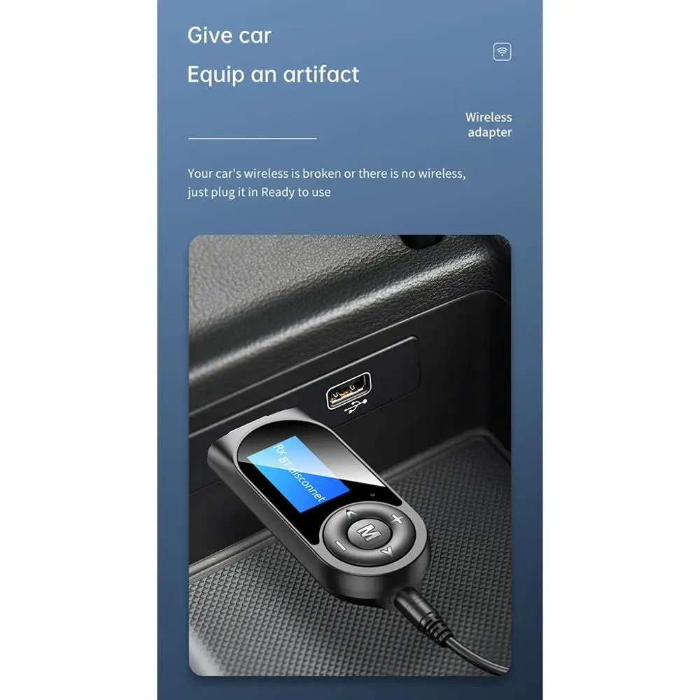 USB адаптер Bluetooth 5 0 с ЖК дисплеем 3 мм|Автомобильный комплект Bluetooth| |