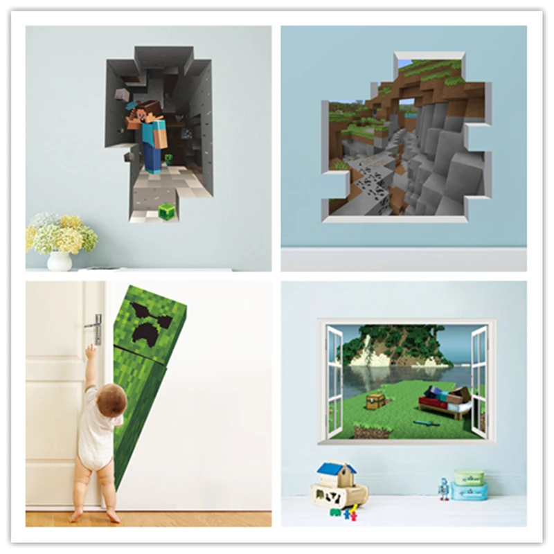 Горячие Яркие 3D игры мультфильм Стива настенные наклейки украшения дома