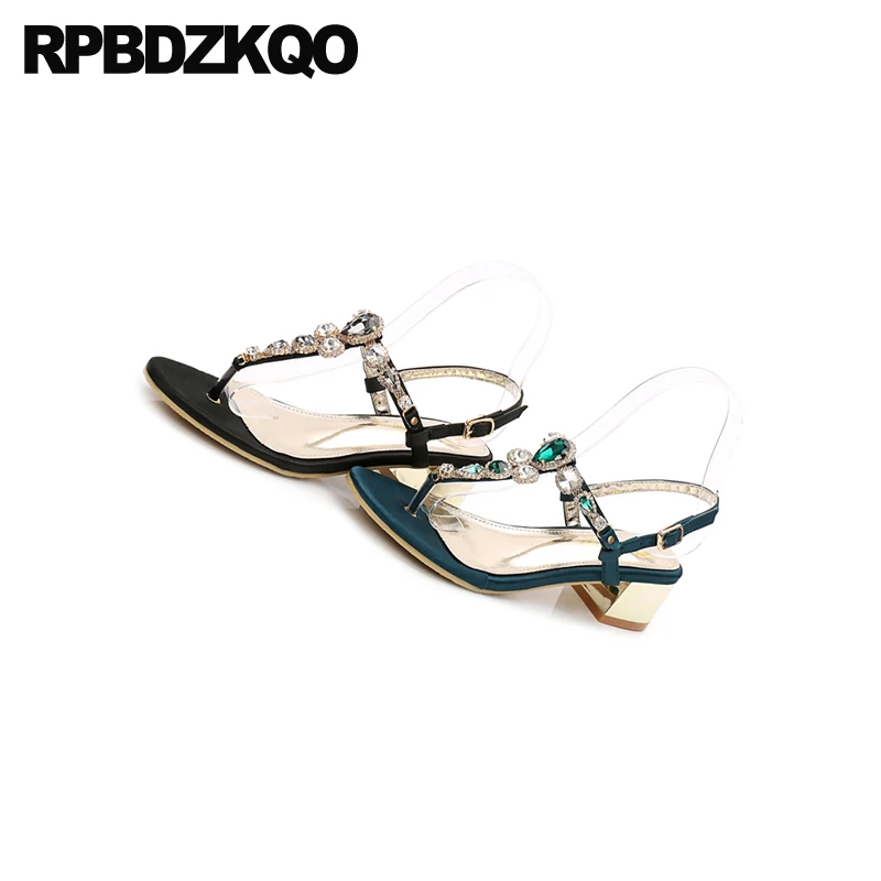 Сандалии женские с Т-образным ремешком роскошные дизайнерские босоножки камнями