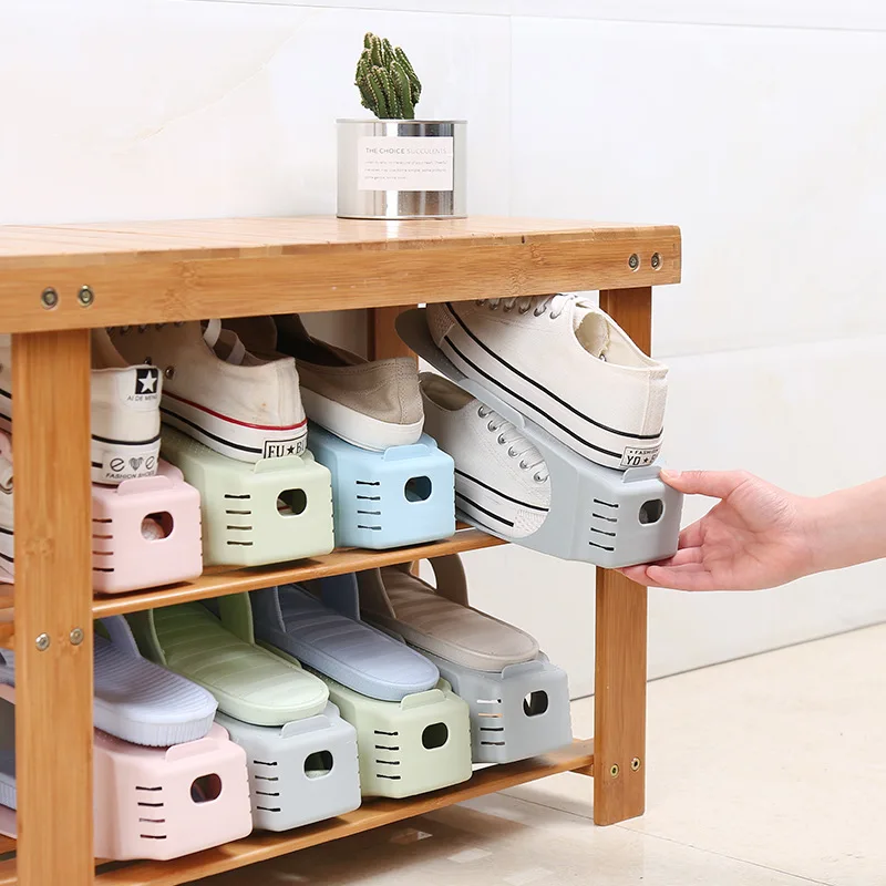 

5/10 Ps Adjustable Shoes Racks Quality Durable Footwear Support Slot Space Saving Cabinet Closet Stand Convenient Shoe Organizer