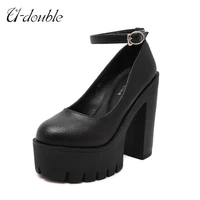 u double brand 2021 new spring autumn casual high heeled shoes women sexy thick heels platform pumps black white big size 42