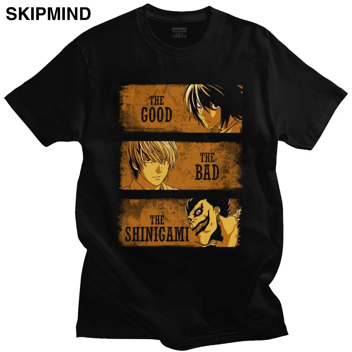 Classic Anime Death Note T Shirt Mens Cotton T-shirt Short Sleeved Manga Light Yagami L Shinigami Ryuk Tee Fitted Clothing Merch