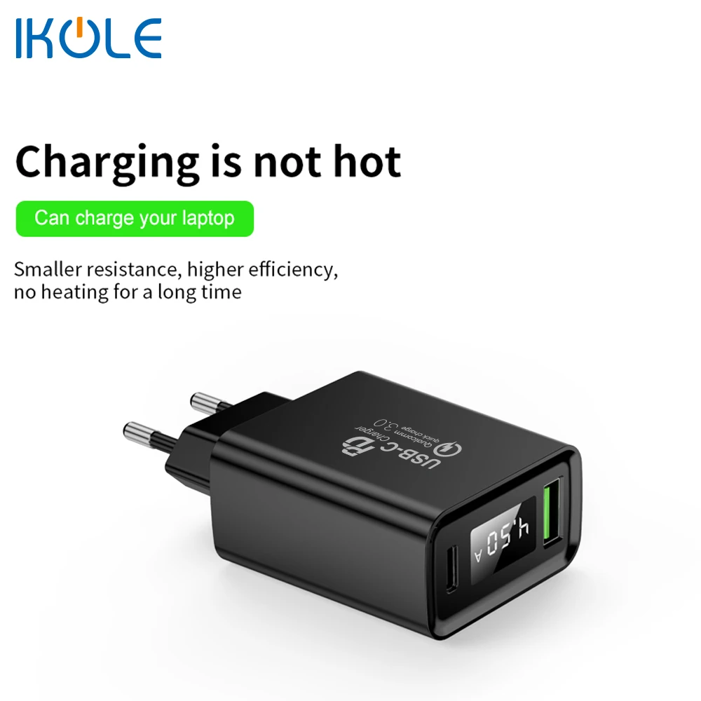 ikole pd charger usb 5a pd30w type c 20w fast charging for iphone 12 11pro 8 x qc4 qc3 0 quick charge for samsung huawei xiaomi free global shipping
