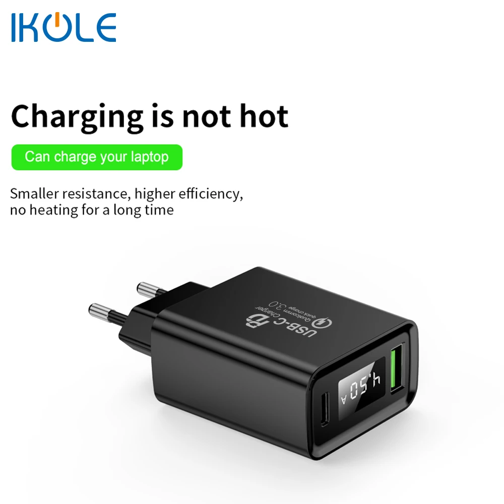 Зарядное устройство IKOLE PD USB 5 А PD30W Type C 20 Вт быстрая зарядка для iPhone 12 11Pro 8 X QC4 + QC3.0