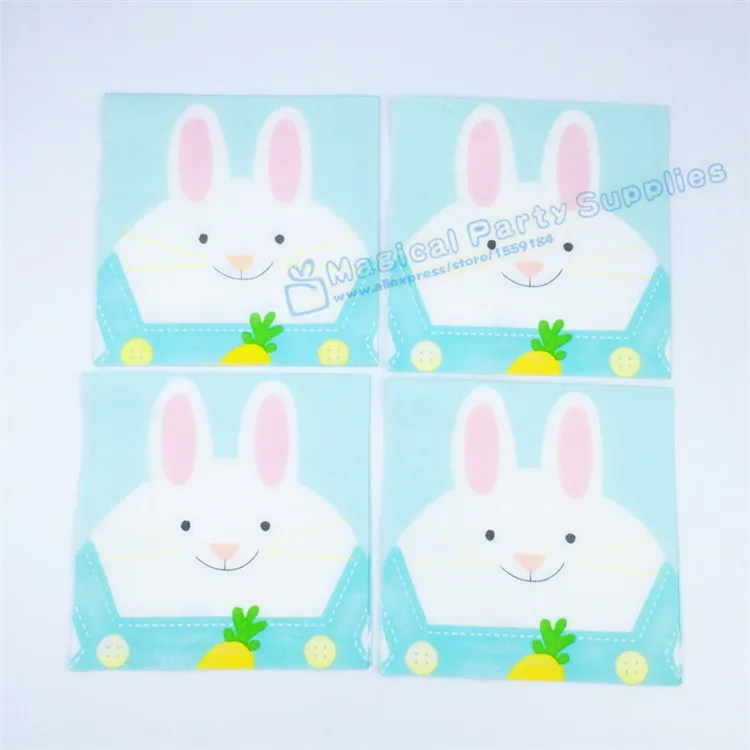 Free Shipping 200pcs Lovely Rabbit 25cm 3-layerl Napkins Pink First Birthday Baby Shower Bridal | Дом и сад