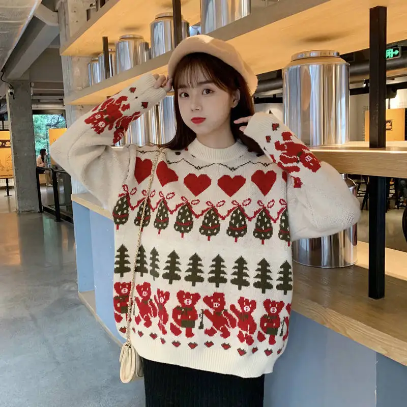 

Women Sweater Winter Pullovers Woman Striped Sweater Casual Jumper Chirstmas Couple Harajuku Shirt Warm Pullover Sueter De Muje