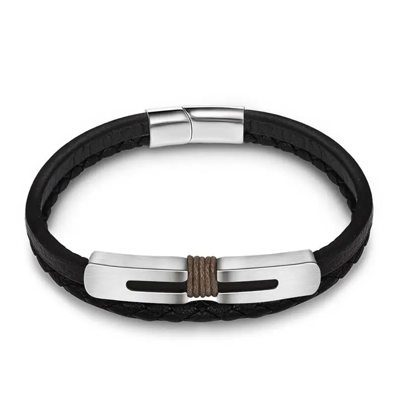 Men Bracelet Jiayiqi браслет из натуральной кожи нержавеющая сталь Магнитная застежка просто шик синий черный браслет ювелирные изделия 18,5/20,5/22 см - Окраска металла: Men Bracelet