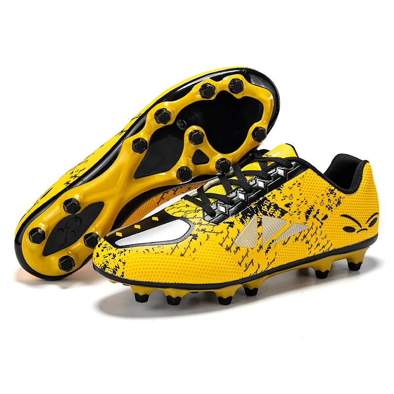 

Fashion Yellow Soocer Shoes For Kids Men Soccer Cleats Professional Training Football Shoes Boys Sport Sneakers chuteira society
