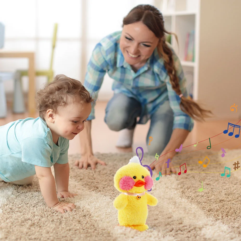 Игрушка пазл Детская электрическая плюшевая милая кукла утка говорящая ходячая