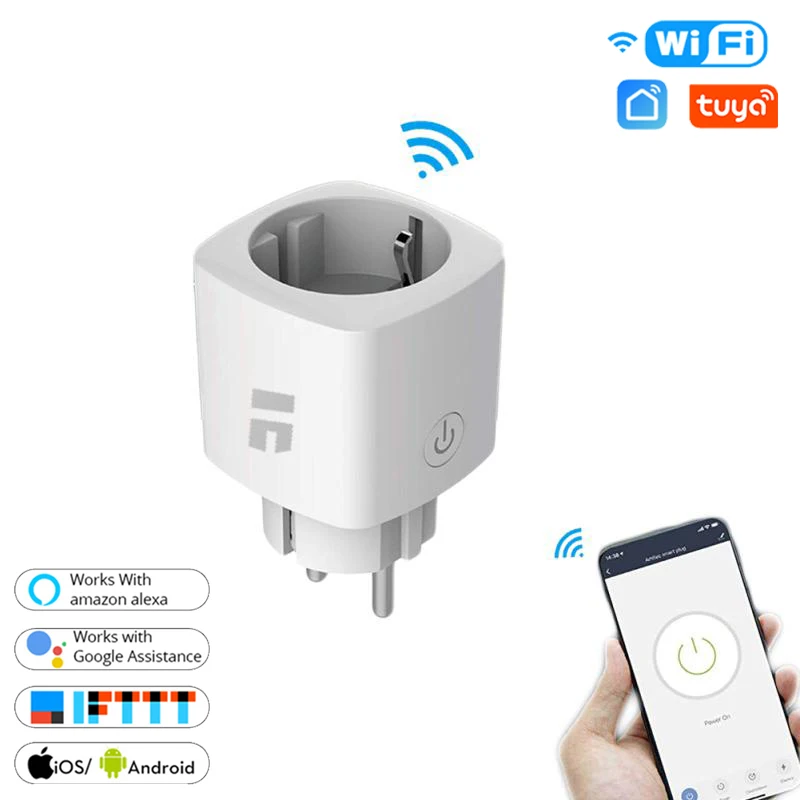 

Wireless WiFi Smart Plug EU Adaptor Smart Home Tuya Remote Control Power Monitor Outlet Timer Socket, Alexa Voice Control