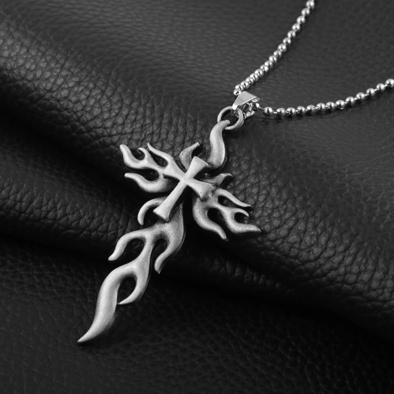 

Gothic Flame Cross Necklace for Women Men Pendant Choker Jewellery Necklaces for Teen Girls