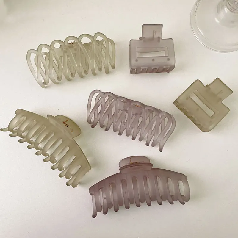 

Transparent Matte Hair Claws Large Size Acrylic Elegance Barrettes Geometric Bath Clip Ponytail Clip handmade Hair Accessories