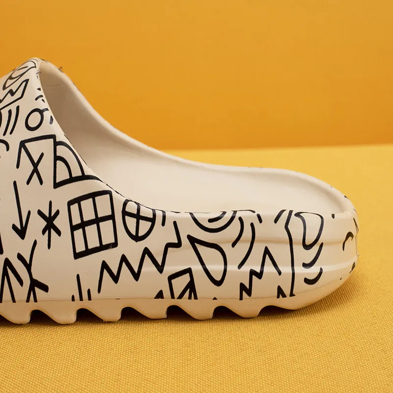 Шлепанцы унисекс с открытым носком на платформе Нескользящие мягкие | Обувь