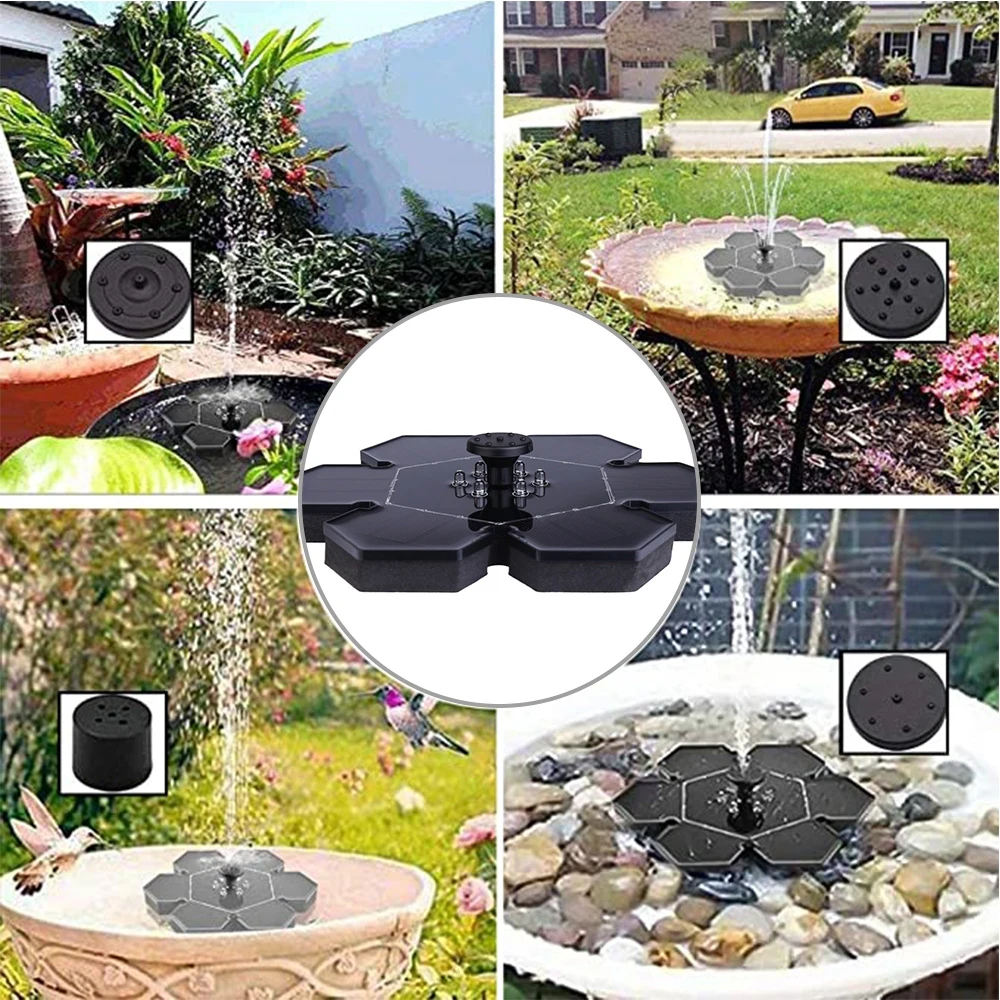 2.4 W Solar fountain Garden Pool Pond 6 LED light Round Floating Fountain Decoration Water with 5 nozzles | Дом и сад