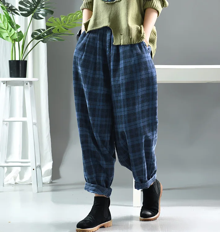 Повседневные женские клетчатые брюки новинка 2019 осень весна эластичная талия