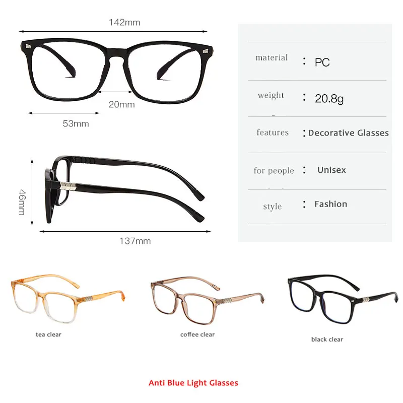 

LongKeeper Anti Blue Light Blocking Glasses Frame Men Women Square Rivet Transparent Eyeglasses Computer Gaming Optical Glasses