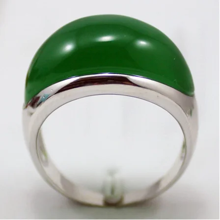 

man's green Natural jade silver plated ring #8--11