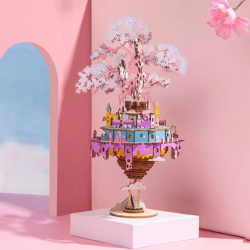 

2020 New Arrival DIY City In the Sky 3D Puzzle Game Assembly Moveable Music Box Toy Kids Birthday Gifts Children Girl Room Decor