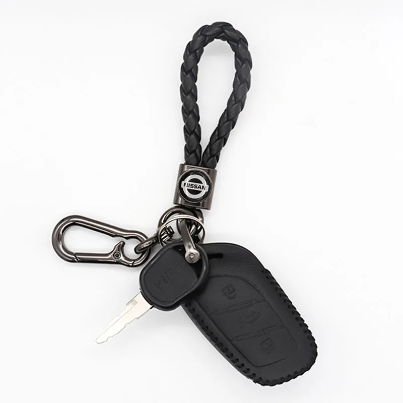 

Metal car keyring Braided rope Men's Keychain Keyfob For Car Accessories Gift 360rotating design Apply to NISSAN-logo