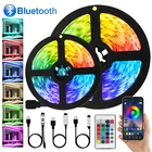 Светодиодная ленсветильник в, Диодная гибкая лента для подсветильник Ки телевизора, светящаяся лента с USB, Светодиодная лента с 3 клавишами SMD 2835 5050 RGB, полосатая, Bluetooth