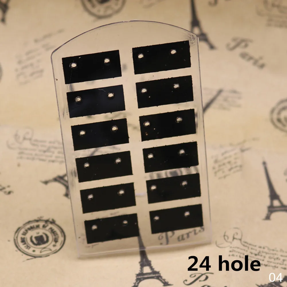 24 holes 04 48 отверстий, органайзер для ювелирных изделий, Женская подставка, черный пластиковый держатель для серег, Pesentoir, модные висячие серьги, витрина для серег - Цвет: 24 holes 04