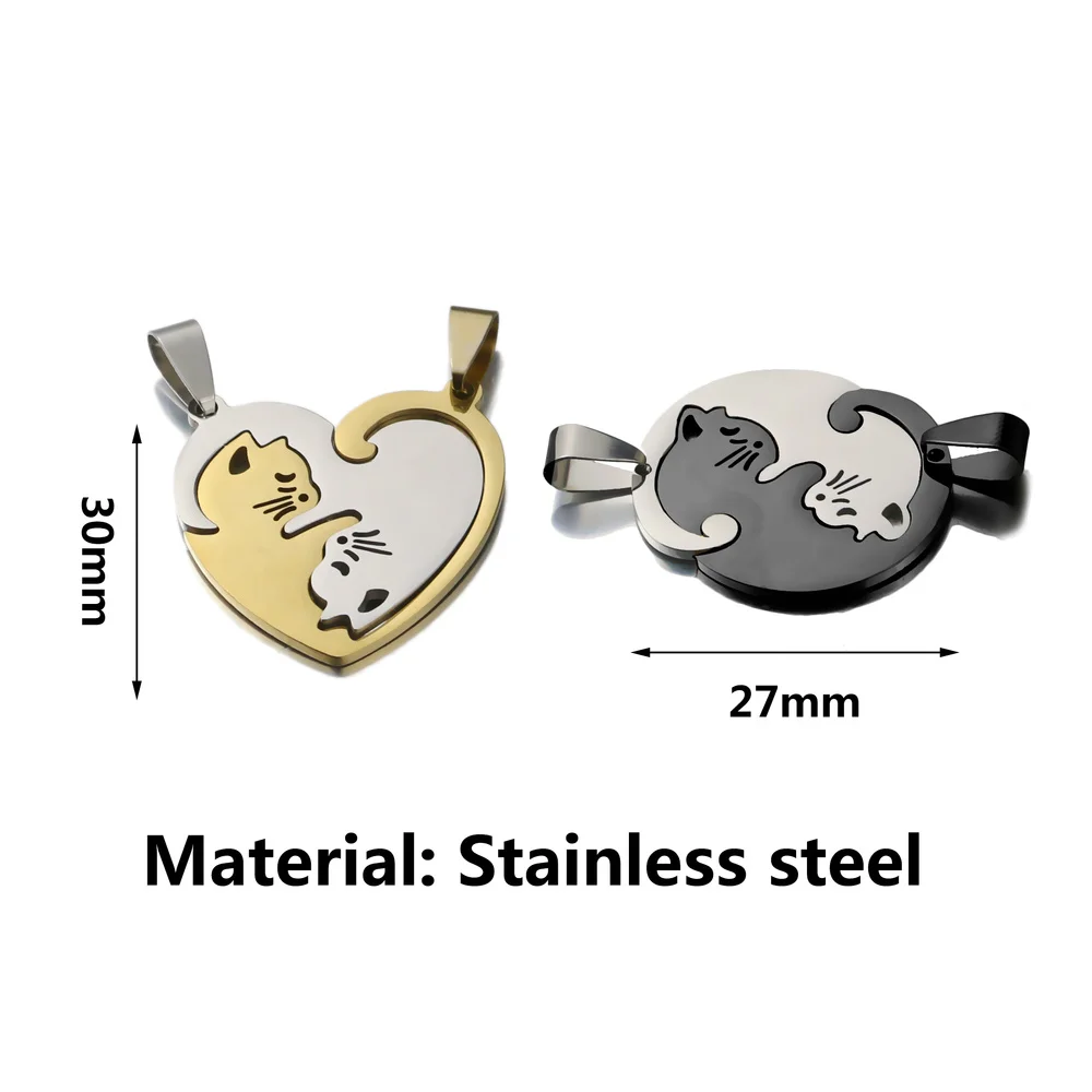 Ожерелье с подвеской в виде кошки из нержавеющей стали 1 пара|Шармы| |