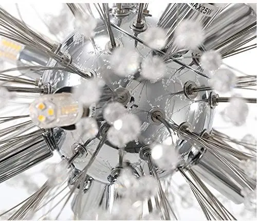 

Ganeed Firework Modern LED Crystal Chandeliers 9-Light Stainless Steel Lighting for Dinner Table Living Room Porch Hanging