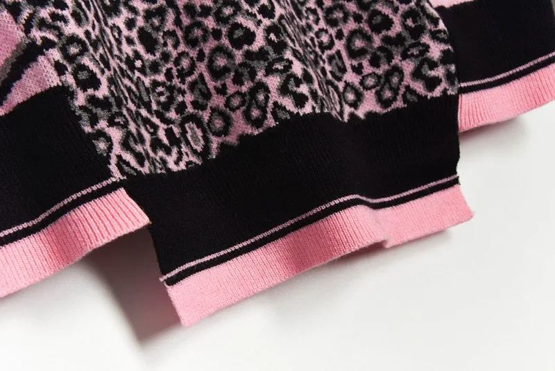 Модный женский трикотажный жаккардовый свитер с леопардовым принтом тигра и