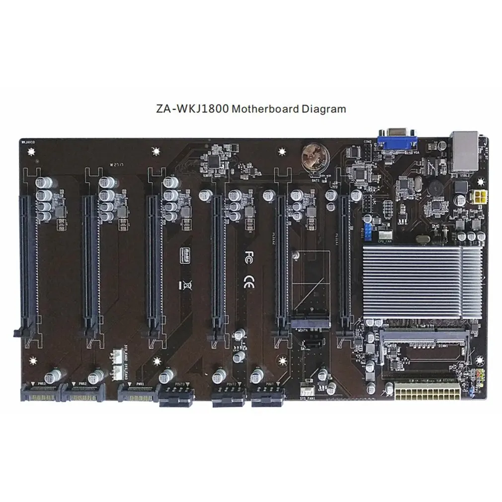

D1800-BTC Mining Motherboard Integrated CPU Motherboard 6 Graphics Cards J1800 Industrial Card Mining Motherboard