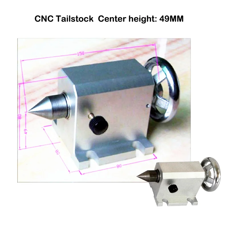 

CNC Tailstock for Rotary Axis 4axis Center Height 49MM Dividing Head Router Tools Engraver Milling Machine