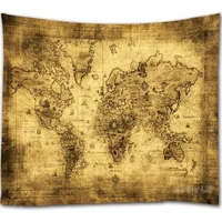 World Map By Ho Me Lili Tapestry Wall Hanging Light Weight Polyester Wall Art Decor