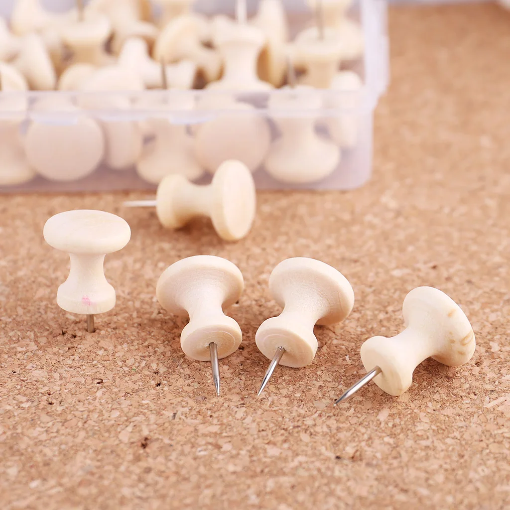 

Wooden Thumbtack Board Pins Pushpins Drawing Photo Wall Studs Nail School Suppy