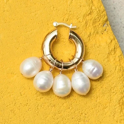 Boucles d oreille женские серьги для женщин эффектные большие серьги богемные boho висячие серьги из пресной воды с жемчугом - Окраска металла: single earring
