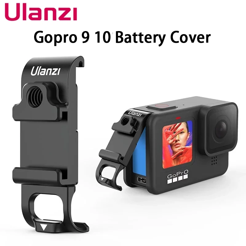Черная Металлическая Крышка батарейного отсека Ulanzi для GoPro Hero 10 9 порт зарядки