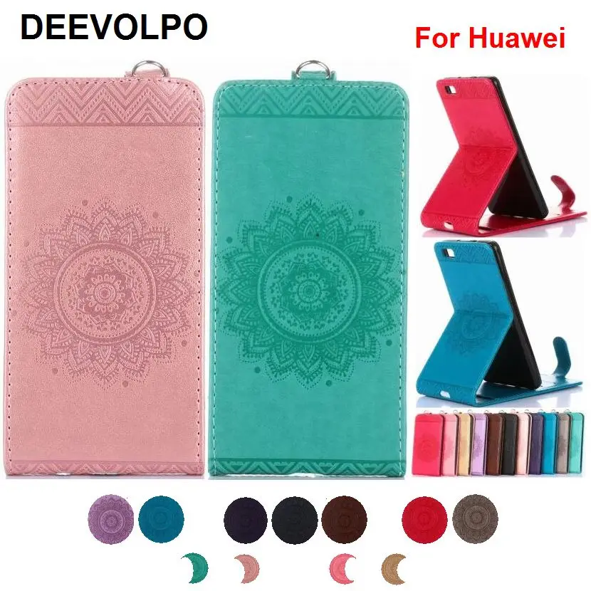 DEEVOLPO кожаный чехол-книжка с вертикальной откидной крышкой для huawei P9 Lite P8 Lite Datura тиснение Стенд Чехлы DP04G