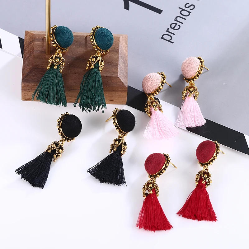 Модные богемные серьги с кисточками для женщин винтажные Za 2019 длинные висячие