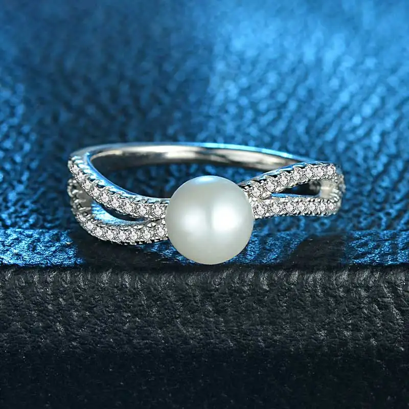 Женское кольцо с жемчугом KALETINE из стерлингового серебра 925 пробы кубическим