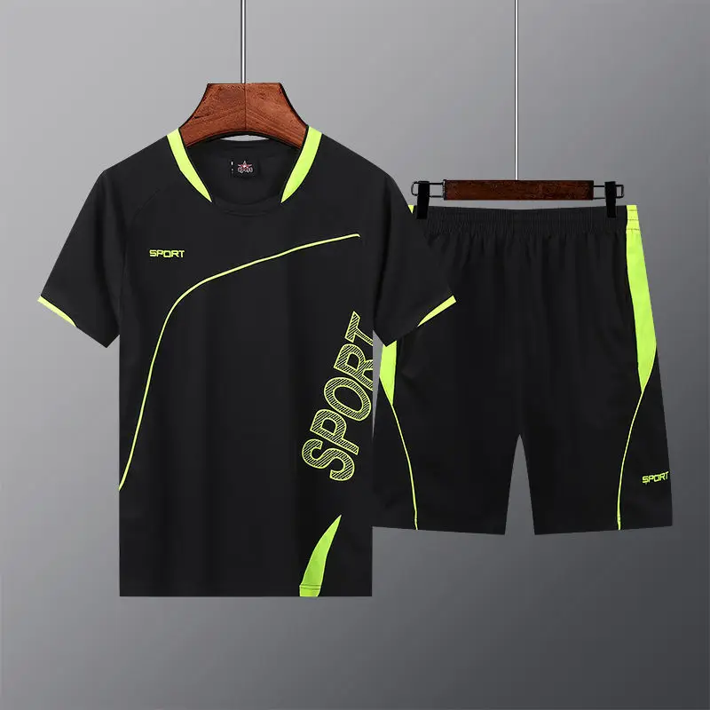 

Summer New Sports Casual Short-Sleeved Shorts Suit Men's Loose plus Size Running Fitness Training Quick-Drying Breathable