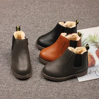 2021 winter children keep warm snow boots new boys british style solid color cotton boots girls fashion catwalk martin boots