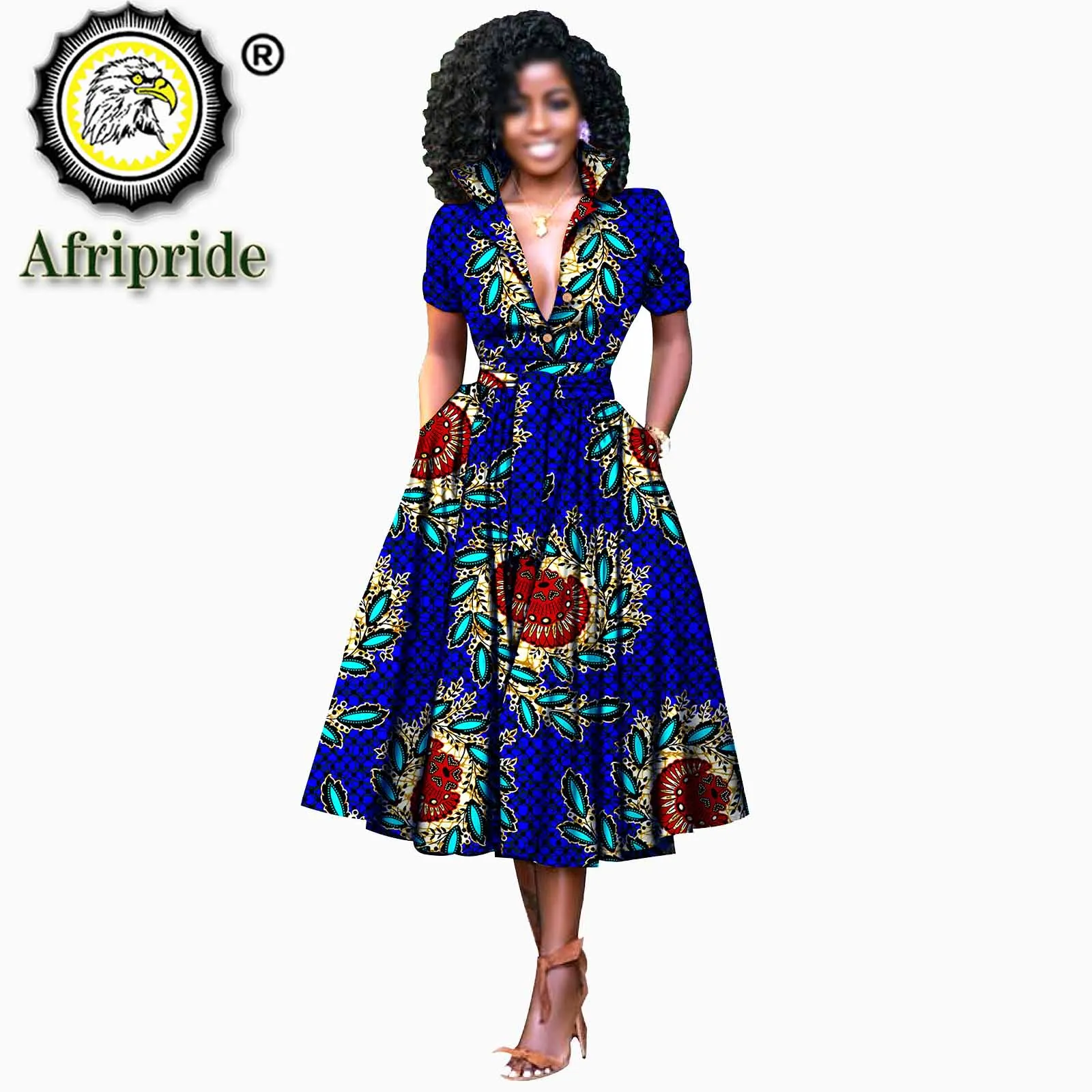 Платье женское Африканское с коротким рукавом формальное из чистого хлопка